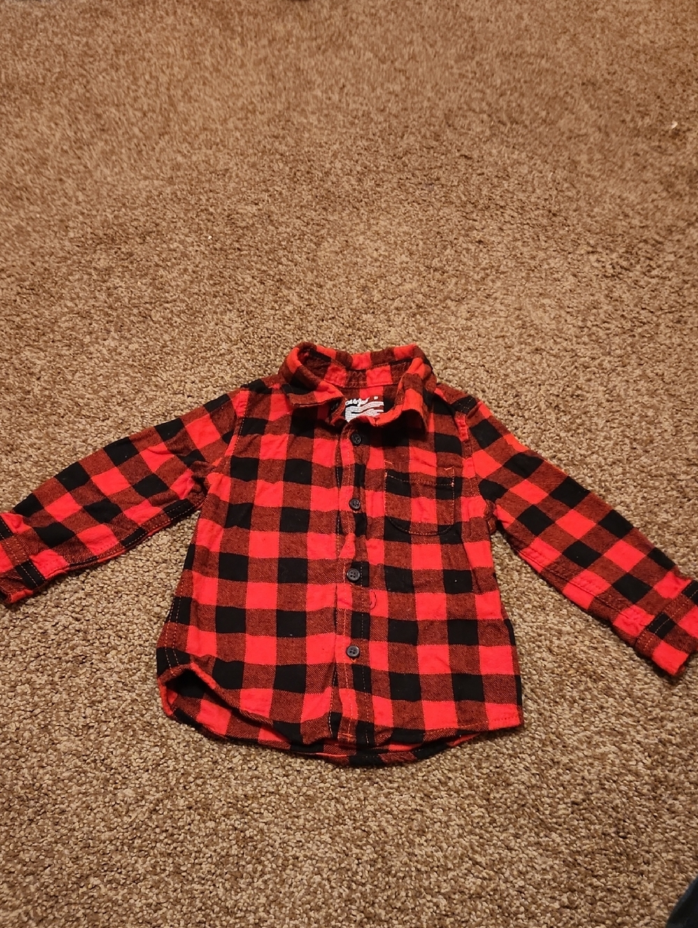 Cat & Jack Red and Black Plaid Button-Down Shirt